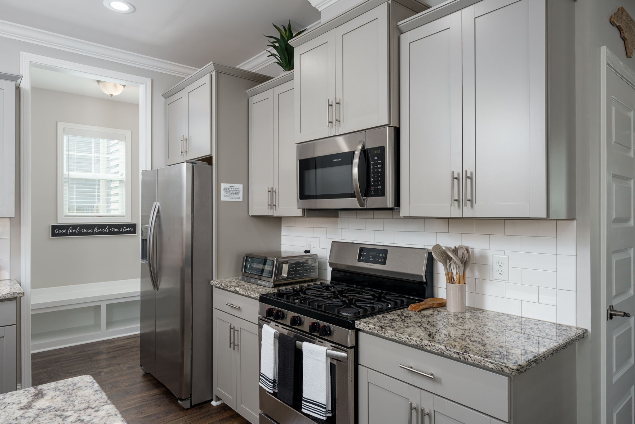 Kitchen appliances and meal preparation areas