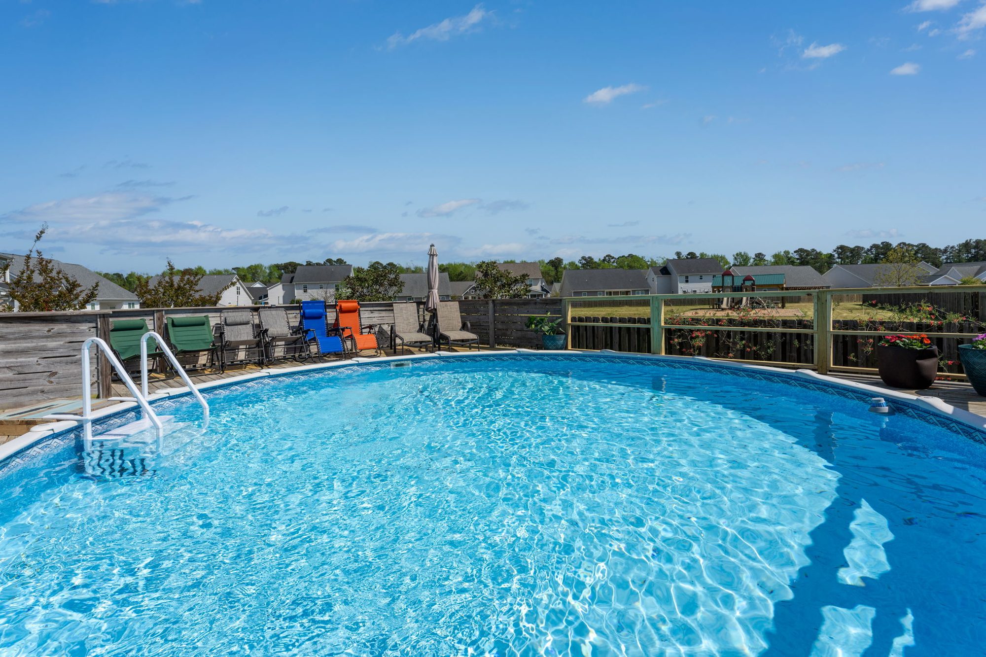 Pool and deck in daylight